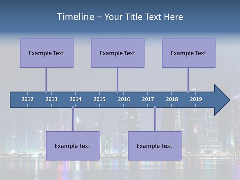 A City Skyline At Night With A Bright Blue Sky PowerPoint Template