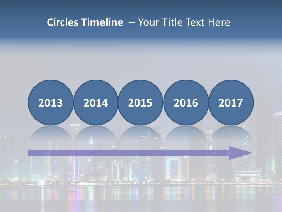 A City Skyline At Night With A Bright Blue Sky PowerPoint Template