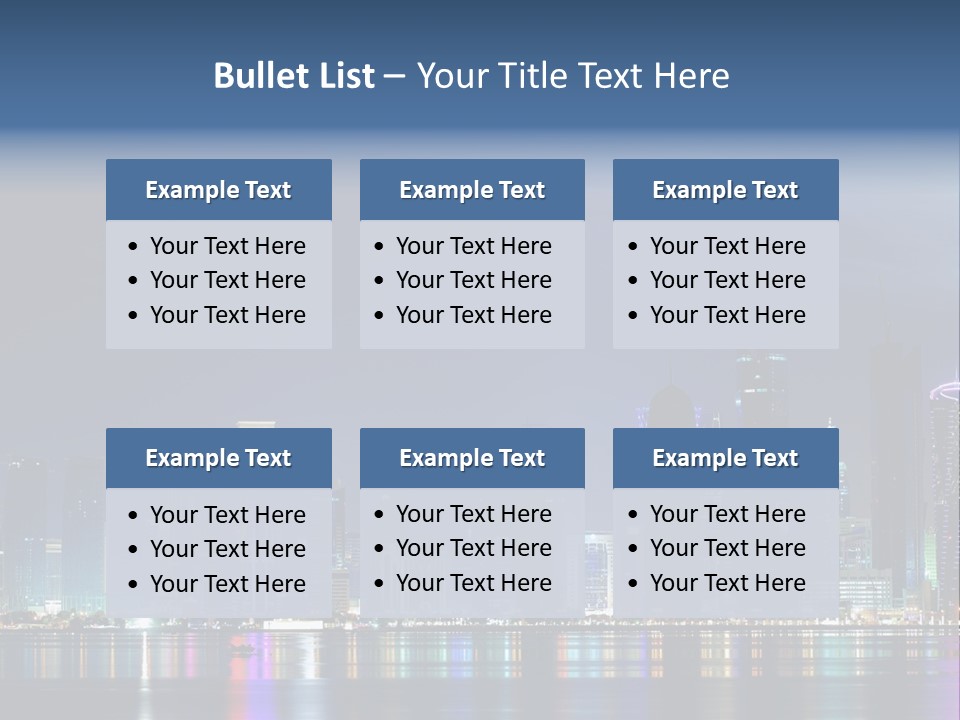 A City Skyline At Night With A Bright Blue Sky PowerPoint Template