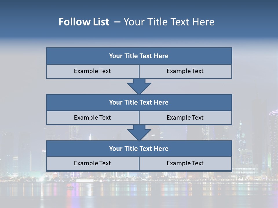 A City Skyline At Night With A Bright Blue Sky PowerPoint Template