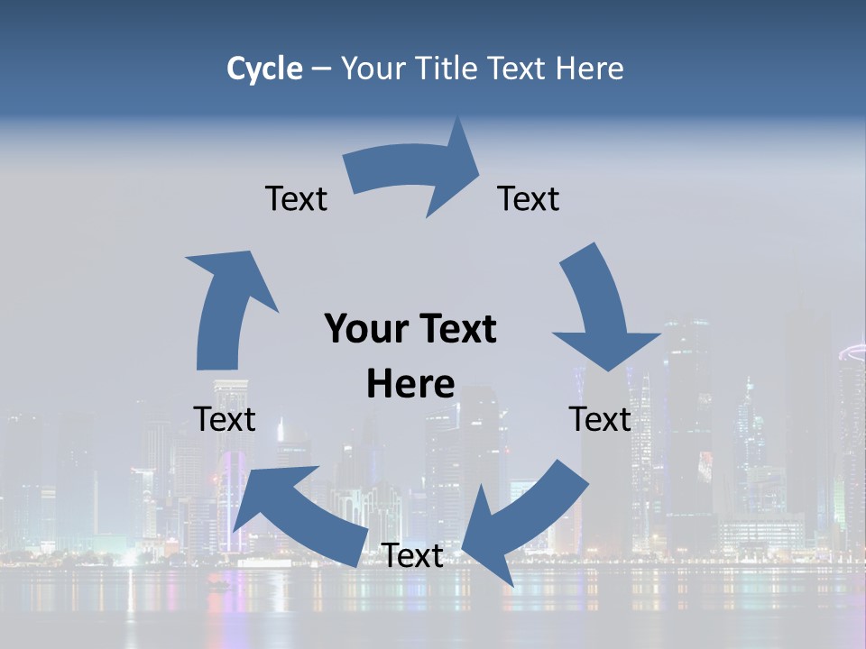A City Skyline At Night With A Bright Blue Sky PowerPoint Template