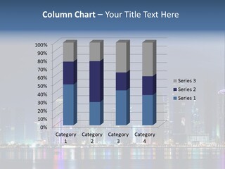A City Skyline At Night With A Bright Blue Sky PowerPoint Template