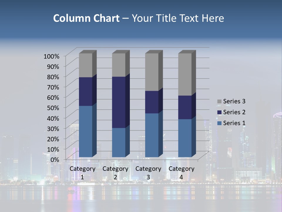 A City Skyline At Night With A Bright Blue Sky PowerPoint Template