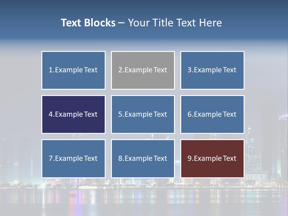 A City Skyline At Night With A Bright Blue Sky PowerPoint Template