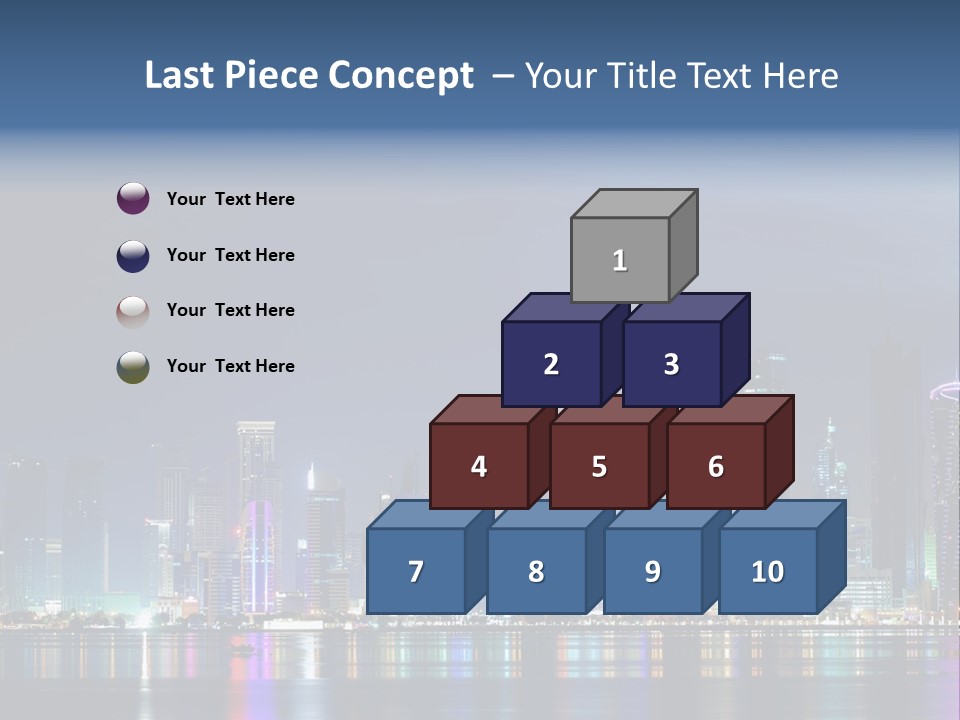 A City Skyline At Night With A Bright Blue Sky PowerPoint Template