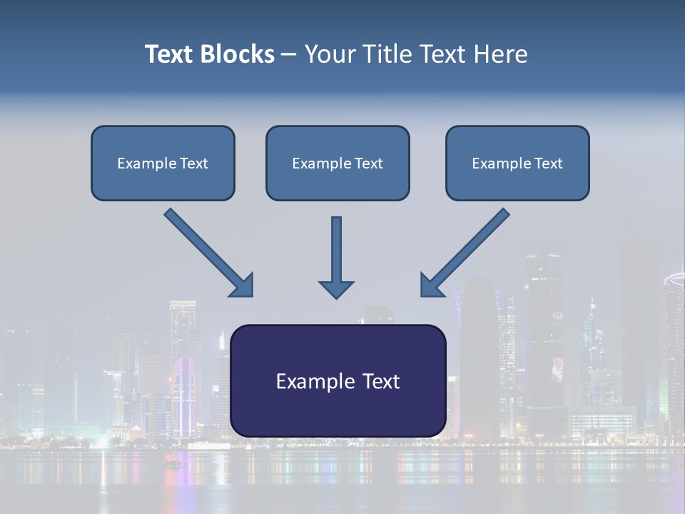 A City Skyline At Night With A Bright Blue Sky PowerPoint Template