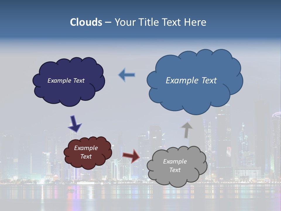 A City Skyline At Night With A Bright Blue Sky PowerPoint Template