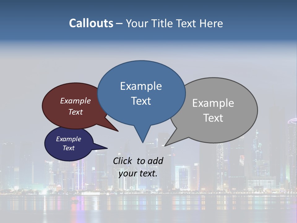 A City Skyline At Night With A Bright Blue Sky PowerPoint Template