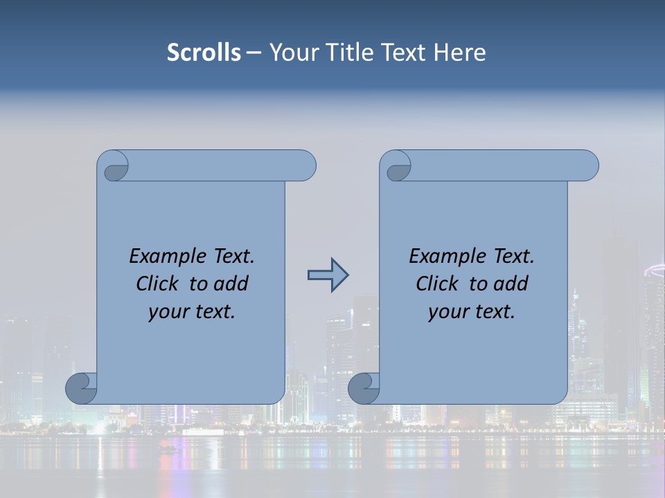 A City Skyline At Night With A Bright Blue Sky PowerPoint Template