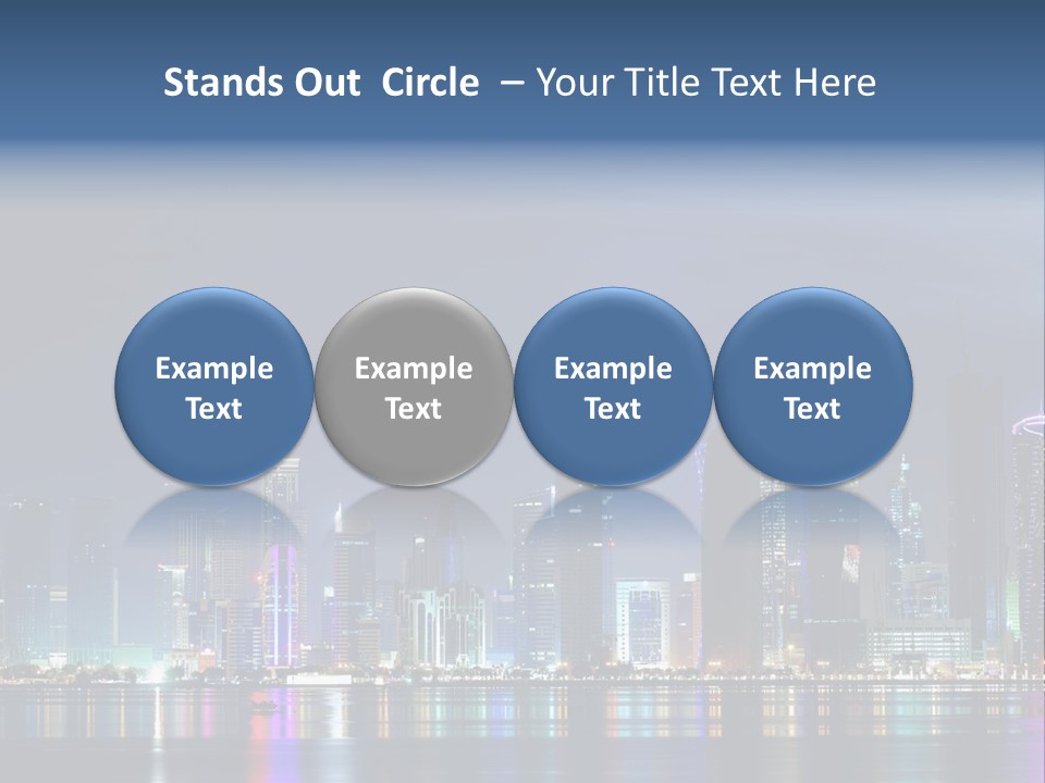 A City Skyline At Night With A Bright Blue Sky PowerPoint Template