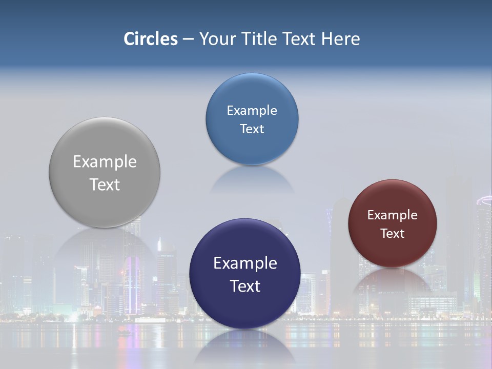 A City Skyline At Night With A Bright Blue Sky PowerPoint Template