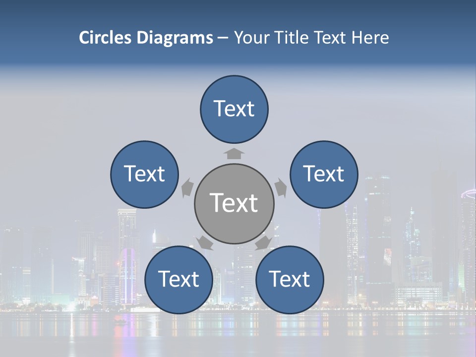 A City Skyline At Night With A Bright Blue Sky PowerPoint Template