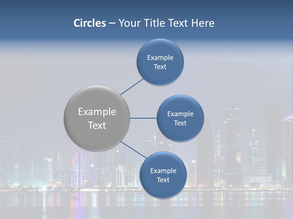 A City Skyline At Night With A Bright Blue Sky PowerPoint Template