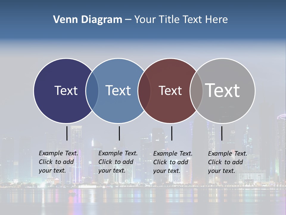 A City Skyline At Night With A Bright Blue Sky PowerPoint Template