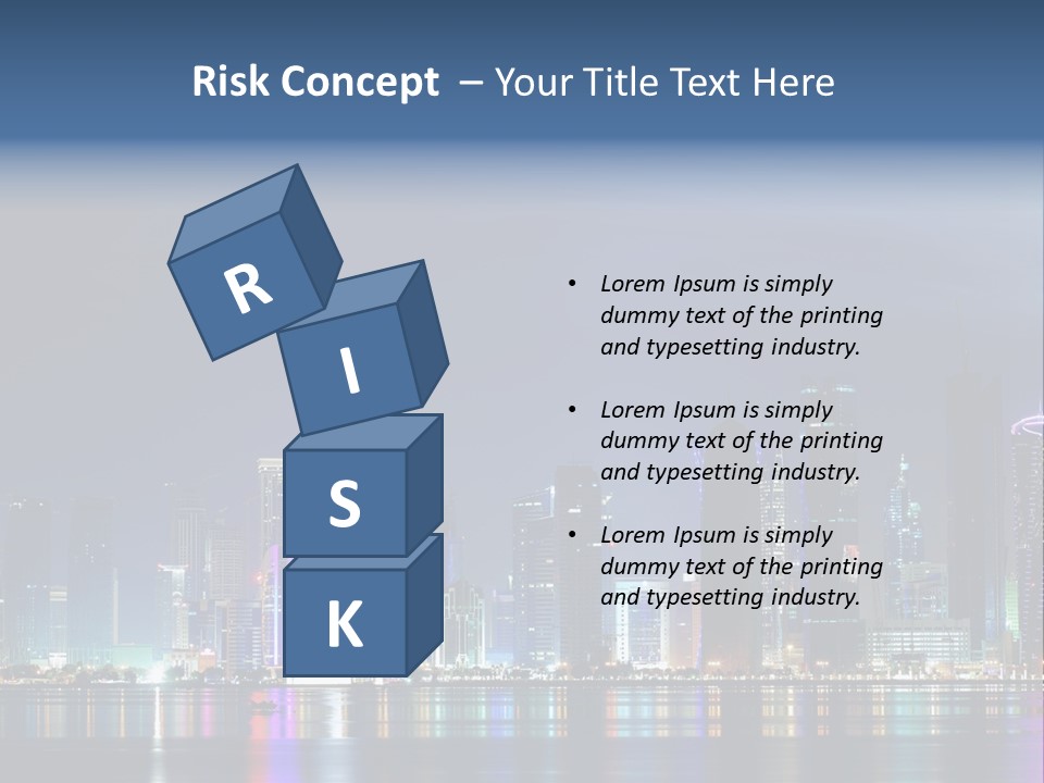 A City Skyline At Night With A Bright Blue Sky PowerPoint Template