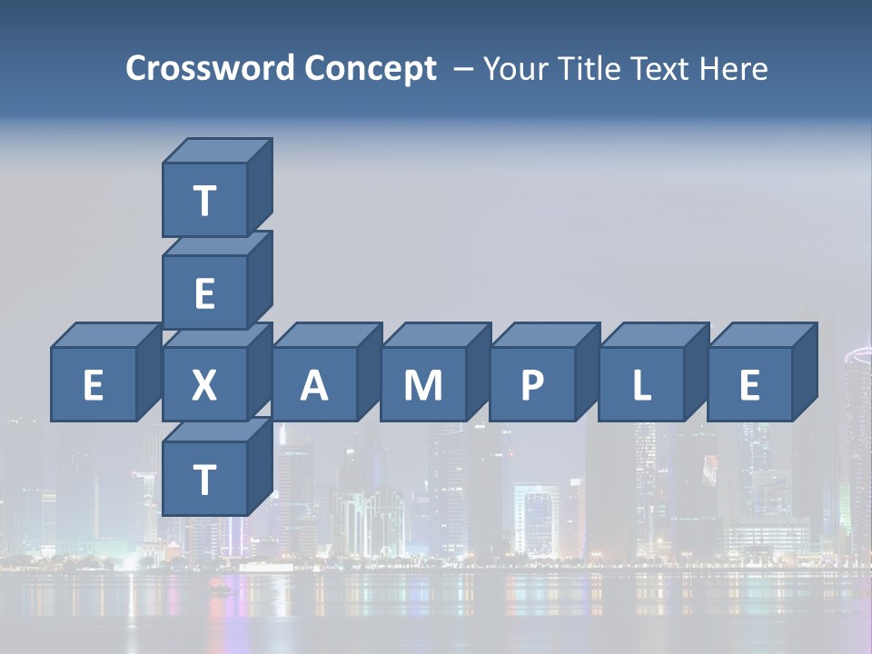 A City Skyline At Night With A Bright Blue Sky PowerPoint Template