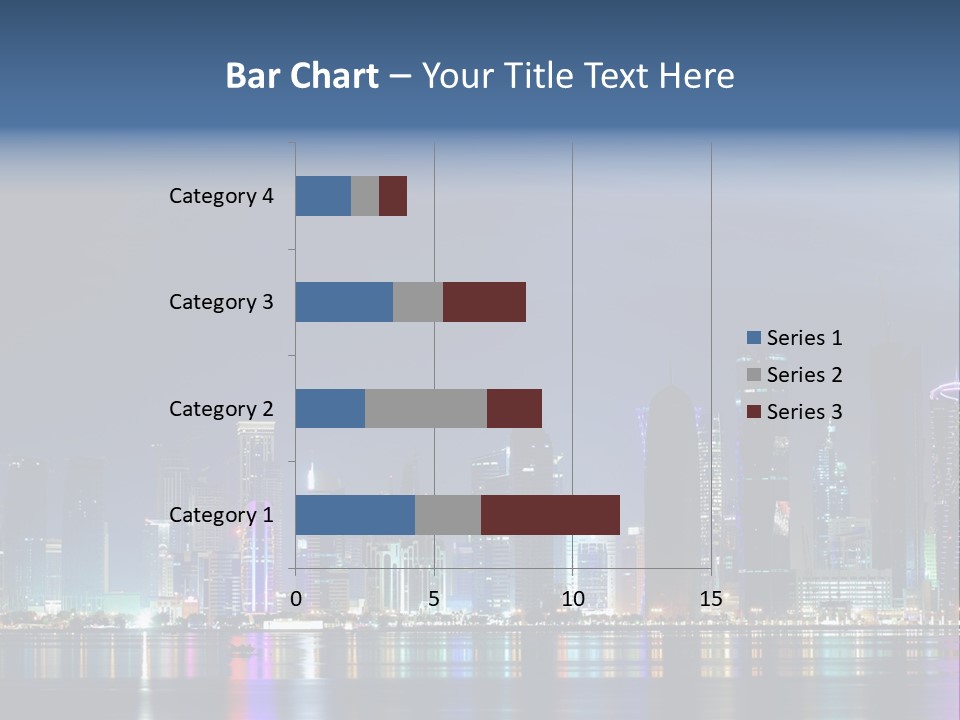 A City Skyline At Night With A Bright Blue Sky PowerPoint Template