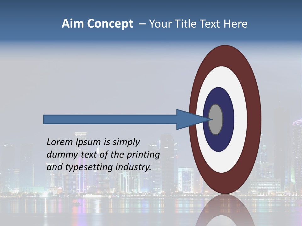 A City Skyline At Night With A Bright Blue Sky PowerPoint Template