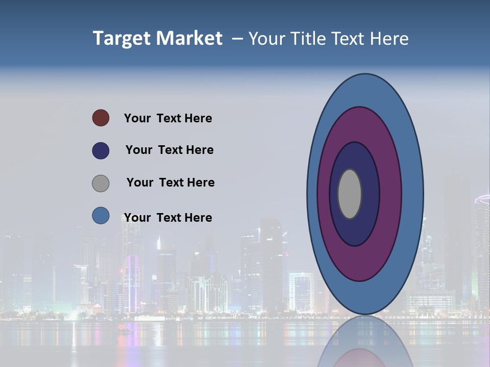 A City Skyline At Night With A Bright Blue Sky PowerPoint Template