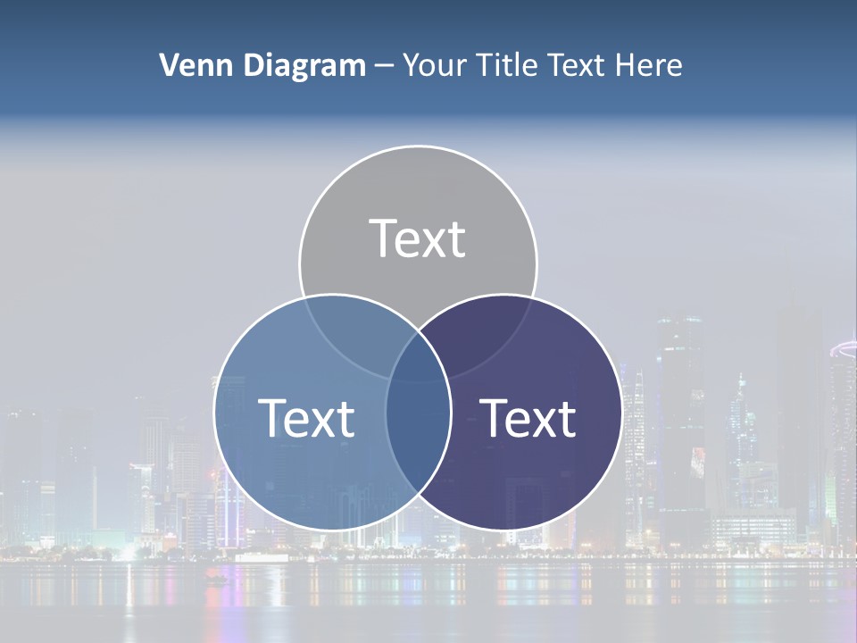 A City Skyline At Night With A Bright Blue Sky PowerPoint Template