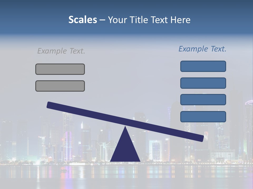 A City Skyline At Night With A Bright Blue Sky PowerPoint Template