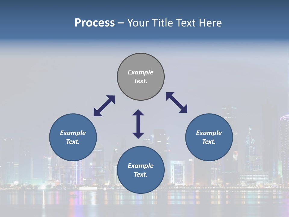A City Skyline At Night With A Bright Blue Sky PowerPoint Template