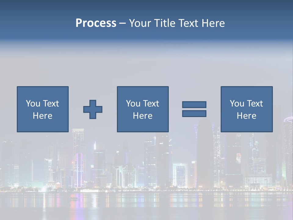 A City Skyline At Night With A Bright Blue Sky PowerPoint Template