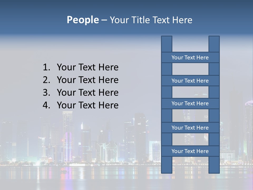 A City Skyline At Night With A Bright Blue Sky PowerPoint Template