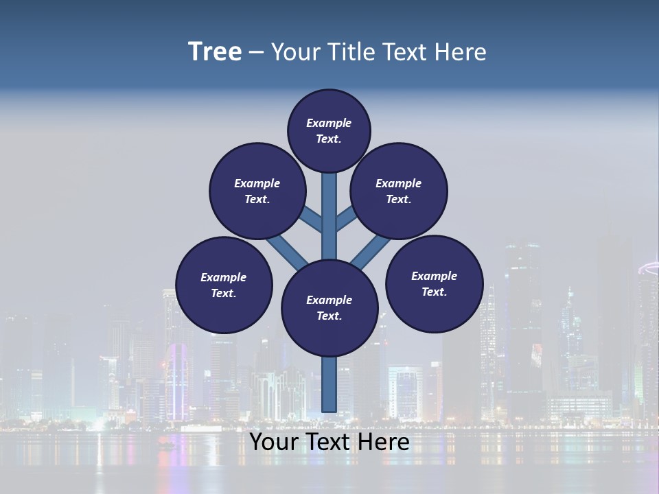 A City Skyline At Night With A Bright Blue Sky PowerPoint Template