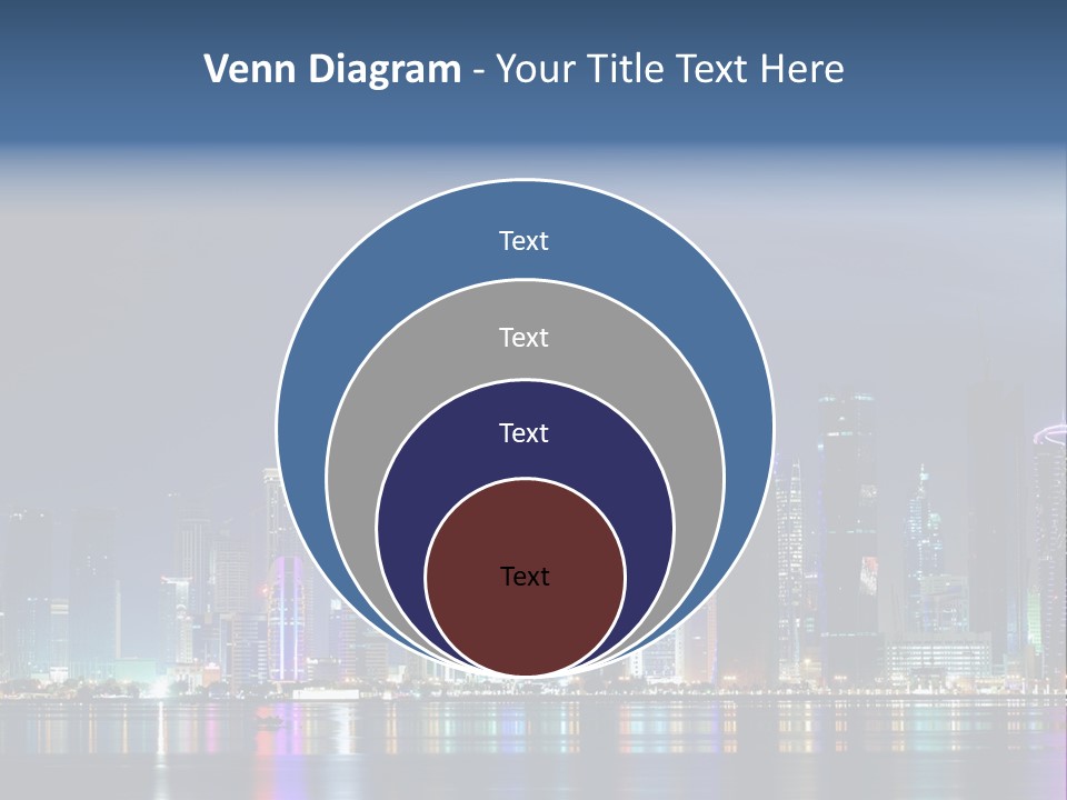 A City Skyline At Night With A Bright Blue Sky PowerPoint Template
