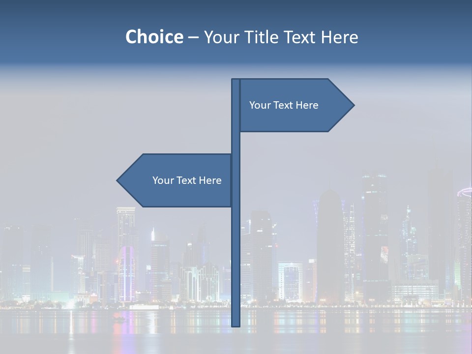 A City Skyline At Night With A Bright Blue Sky PowerPoint Template