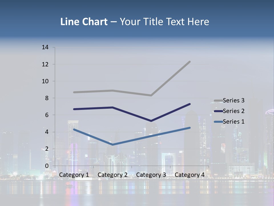 A City Skyline At Night With A Bright Blue Sky PowerPoint Template