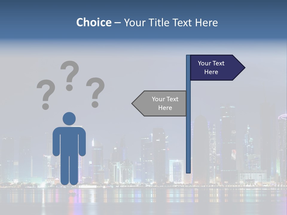 A City Skyline At Night With A Bright Blue Sky PowerPoint Template