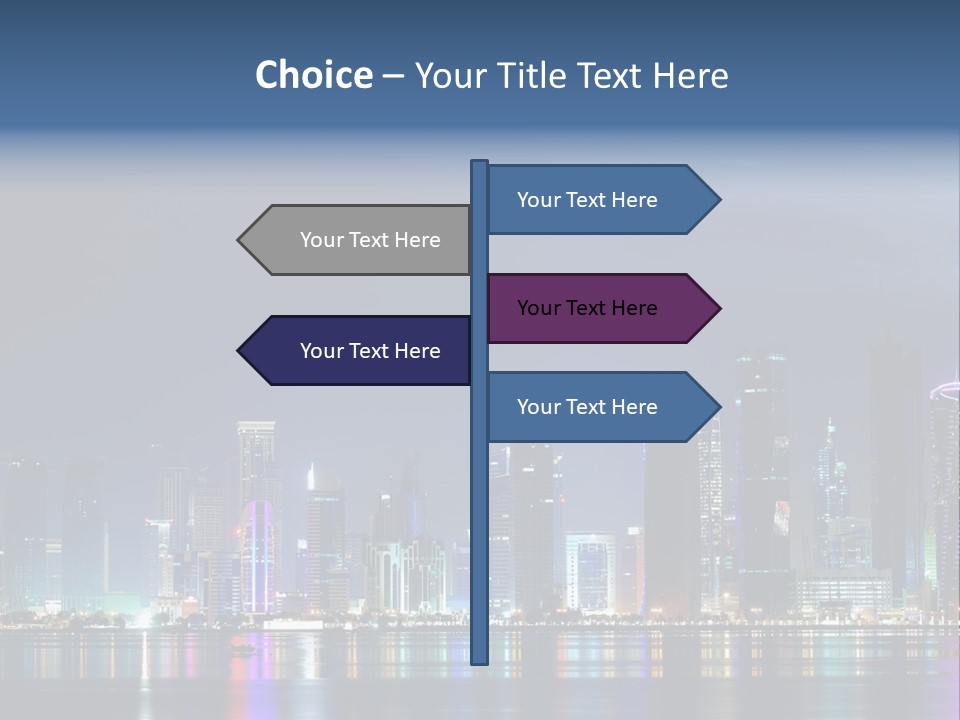 A City Skyline At Night With A Bright Blue Sky PowerPoint Template