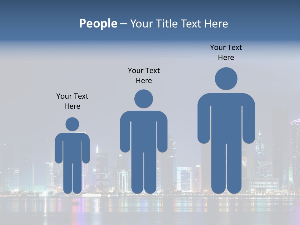 A City Skyline At Night With A Bright Blue Sky PowerPoint Template