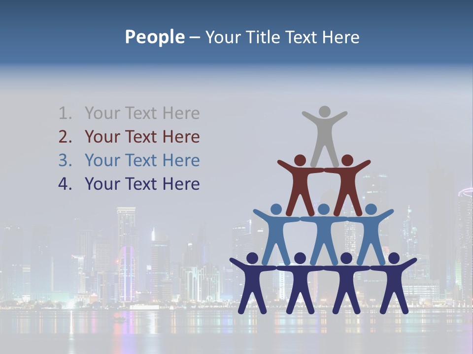 A City Skyline At Night With A Bright Blue Sky PowerPoint Template