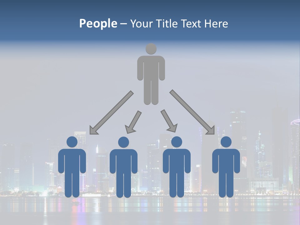 A City Skyline At Night With A Bright Blue Sky PowerPoint Template
