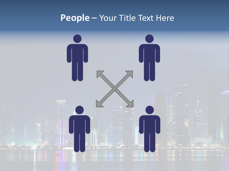 A City Skyline At Night With A Bright Blue Sky PowerPoint Template