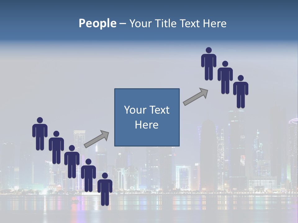 A City Skyline At Night With A Bright Blue Sky PowerPoint Template