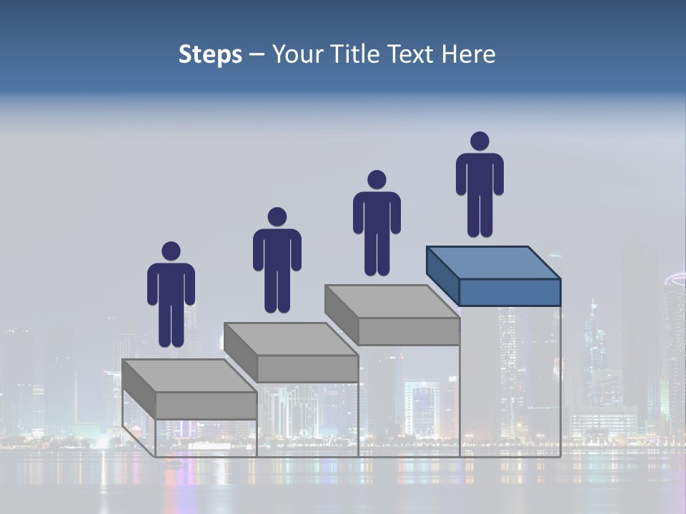 A City Skyline At Night With A Bright Blue Sky PowerPoint Template