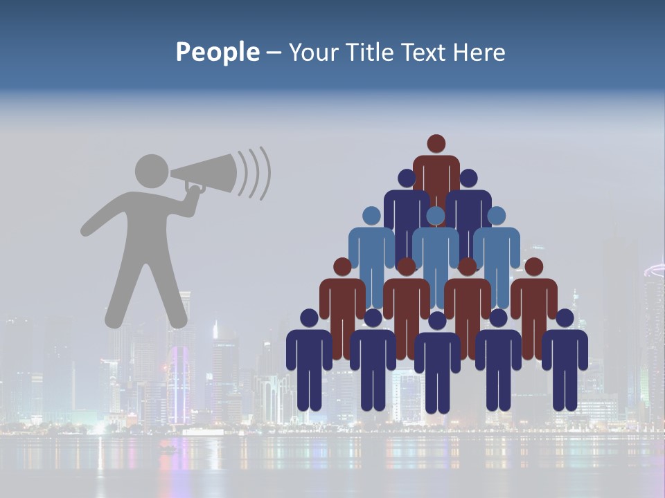 A City Skyline At Night With A Bright Blue Sky PowerPoint Template