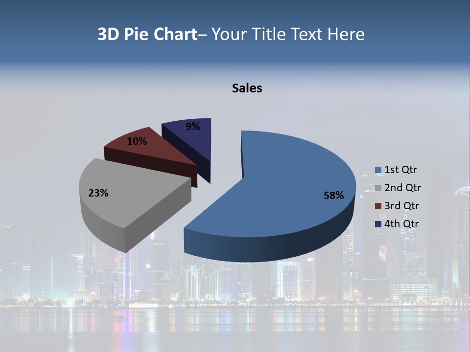 A City Skyline At Night With A Bright Blue Sky PowerPoint Template
