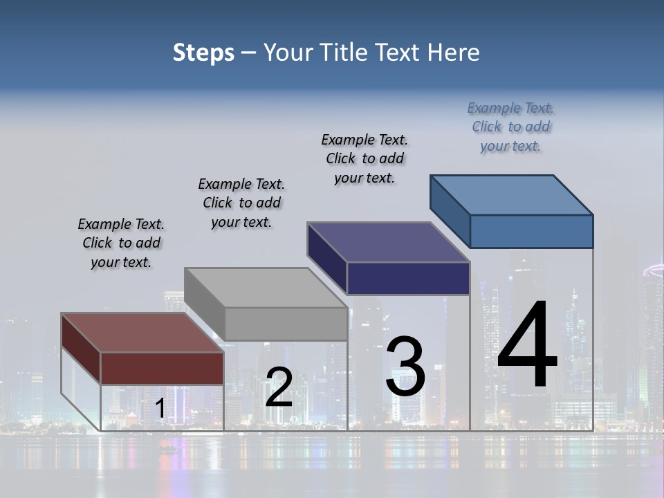 A City Skyline At Night With A Bright Blue Sky PowerPoint Template