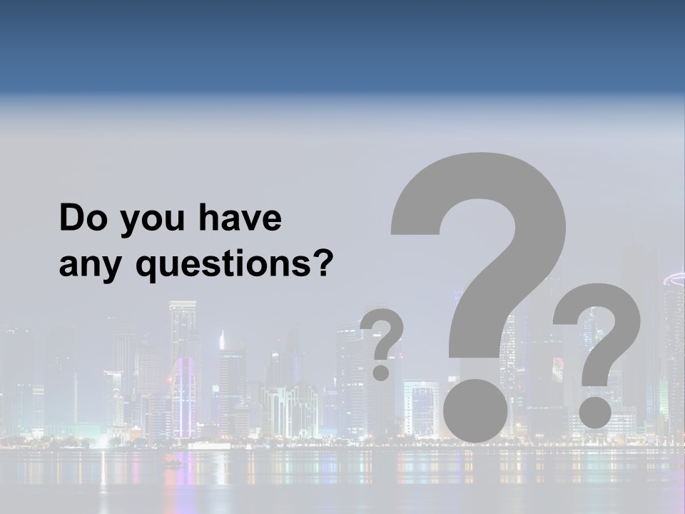 A City Skyline At Night With A Bright Blue Sky PowerPoint Template
