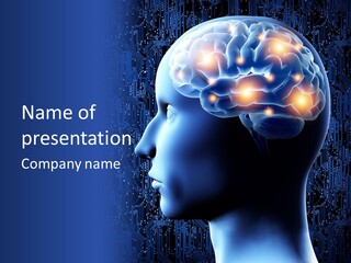A Human Head With A Circuit Board In The Background PowerPoint Template