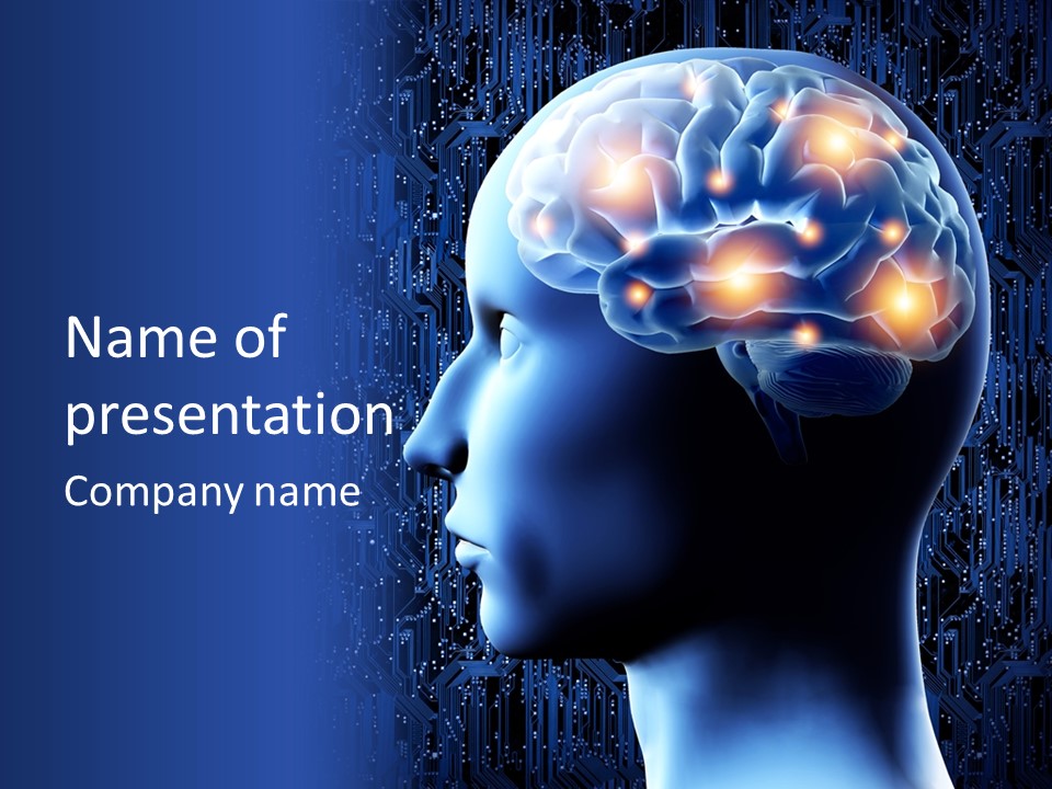 A Human Head With A Circuit Board In The Background PowerPoint Template