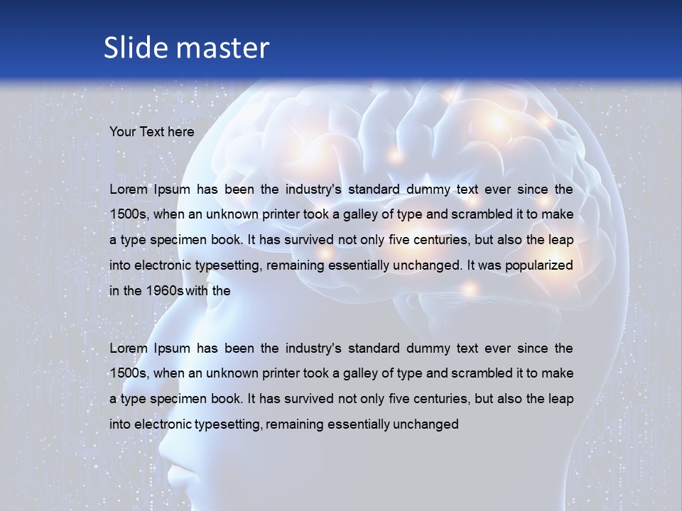 A Human Head With A Circuit Board In The Background PowerPoint Template
