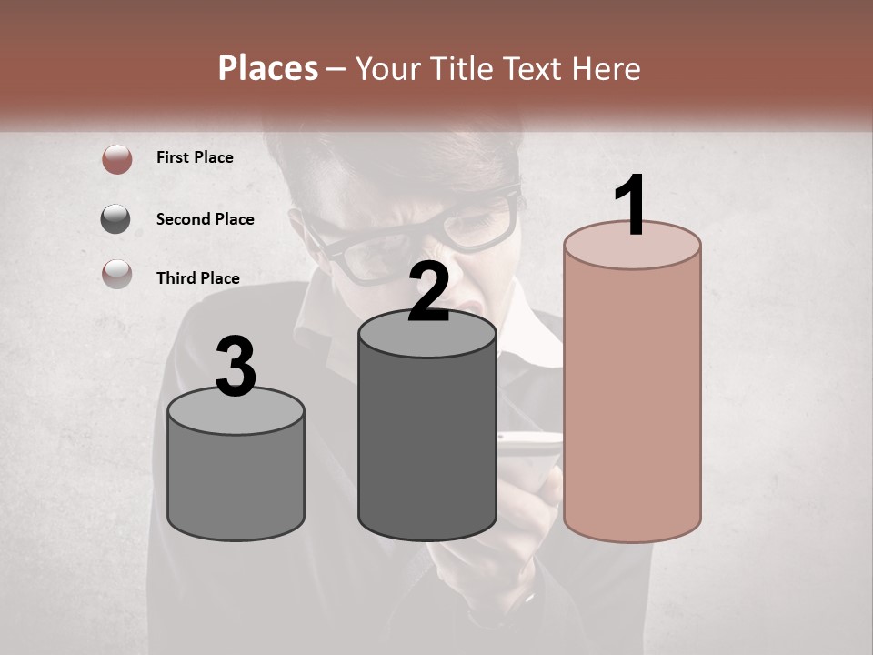 A Woman Holding A Cell Phone With Her Mouth Open PowerPoint Template