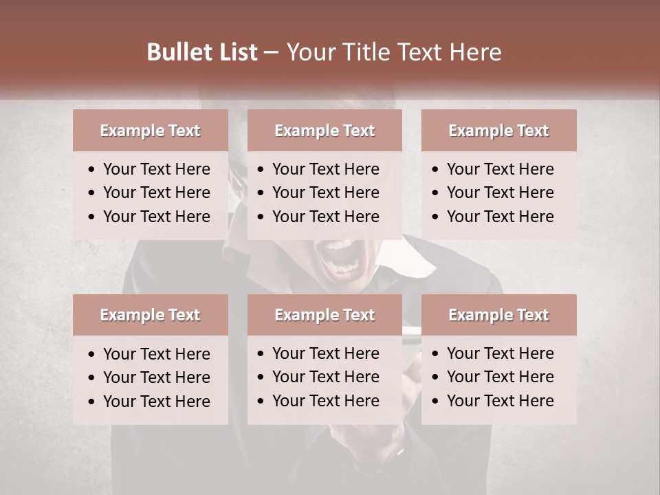 A Woman Holding A Cell Phone With Her Mouth Open PowerPoint Template