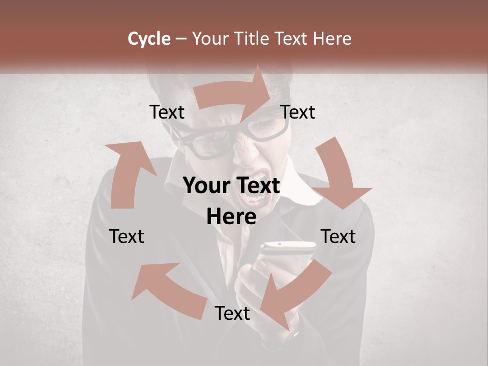 A Woman Holding A Cell Phone With Her Mouth Open PowerPoint Template
